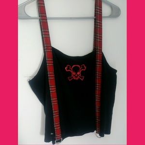 Vintage Lip Service skull plaid bondage top